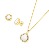 CONJUNTO GOTA DOURADO PEDRA NATURAL